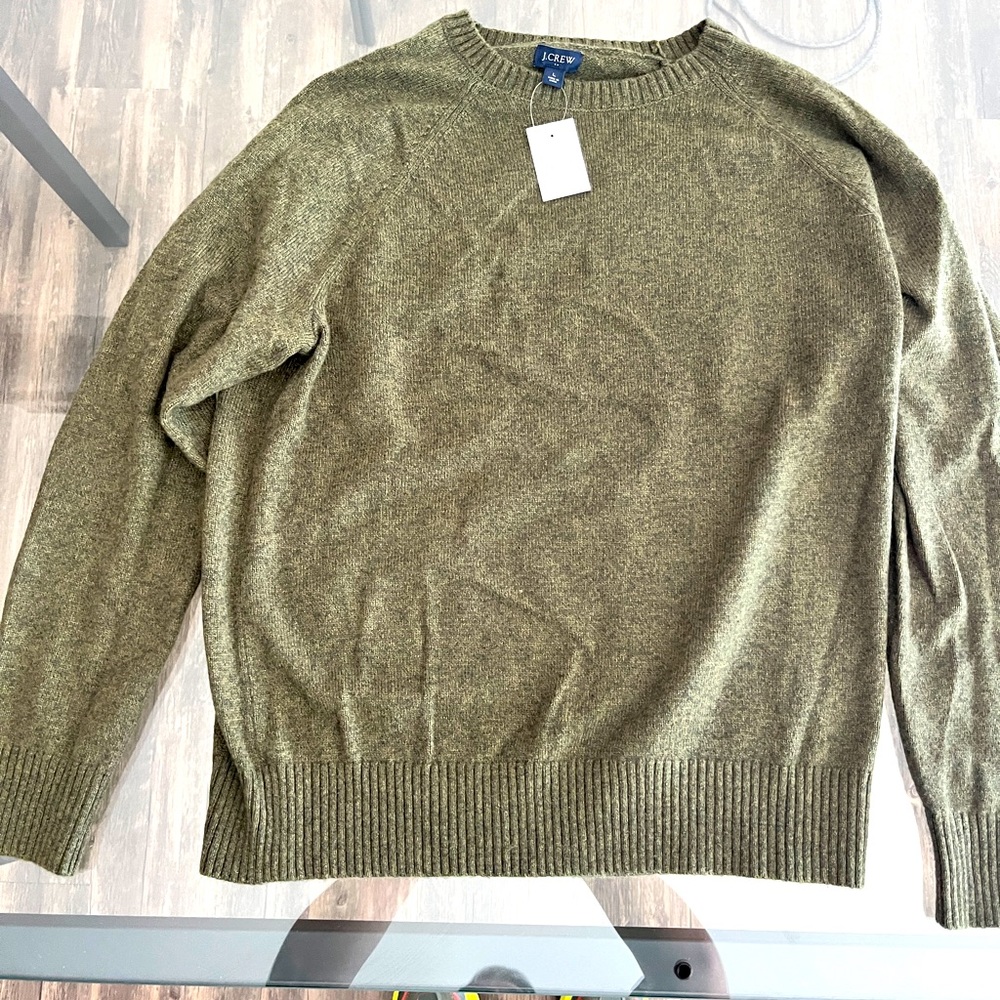 Mens new Jcrew green wool sweater size large